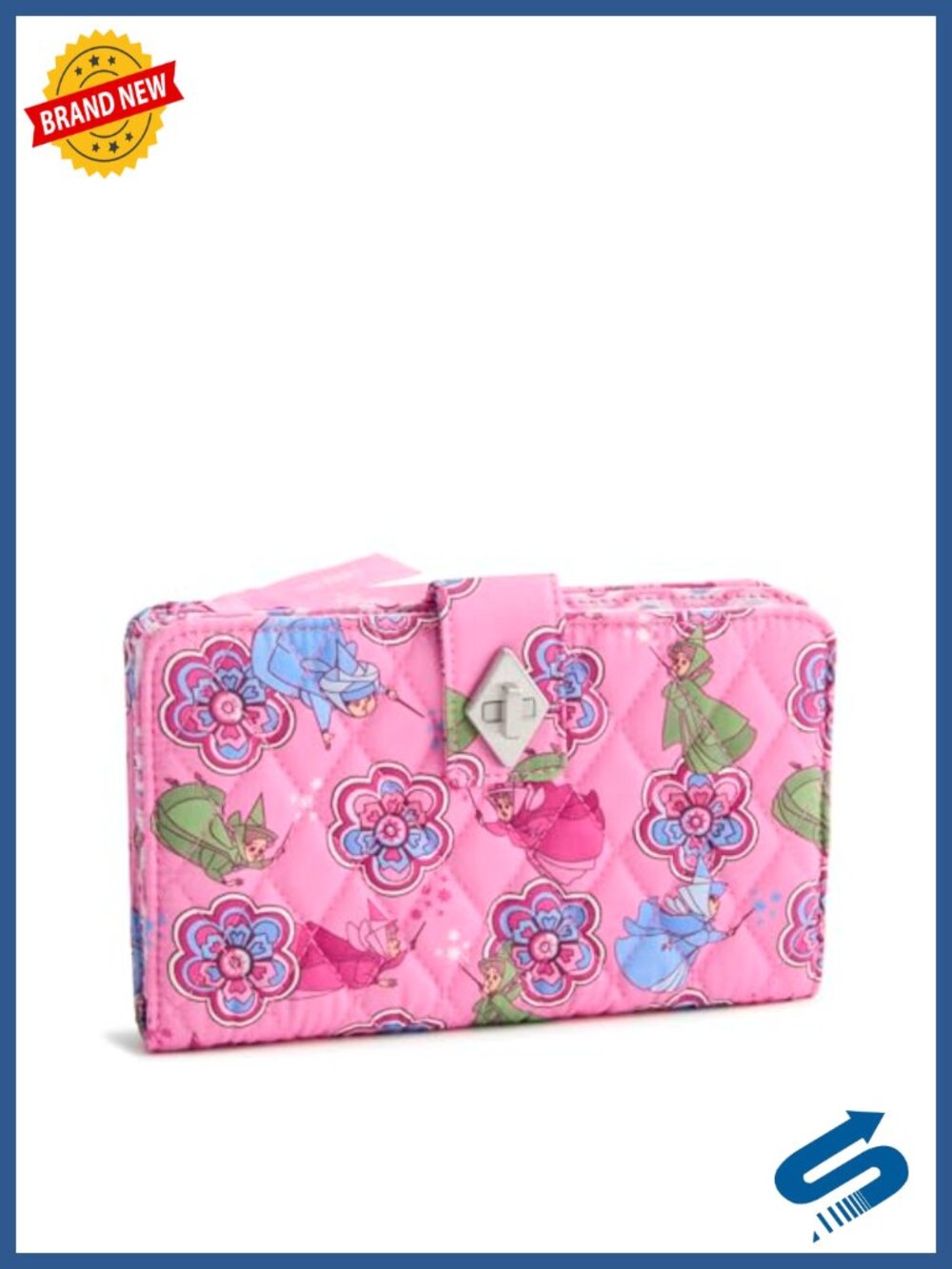 Premium Cotton Turnlock Wallet – Zip Closure, 8 Slip Pockets, 2 ID Windows